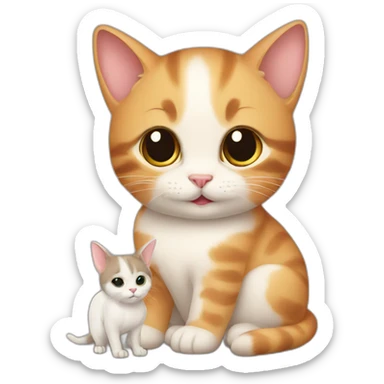 Cat with a baby rabbit  sticker