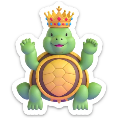 majestic turtle deity with crown sticker
