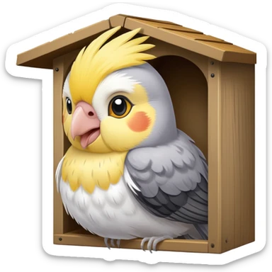 Cockatiel in a nestbox sticker