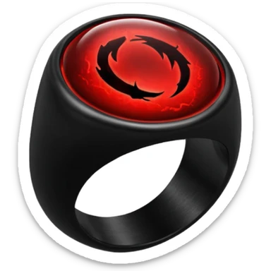 iOS sticker, dark fantasy ring, black metal, red inner glow, minimal sticker