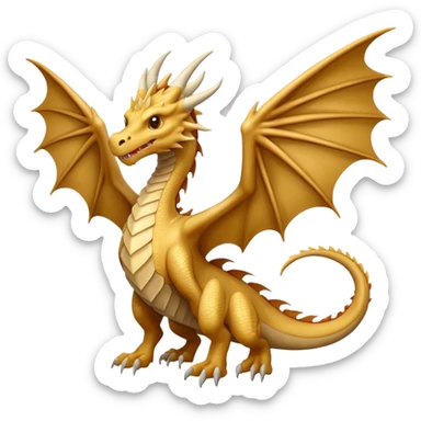 Beige dragon in the style of Game of Thrones, facing forward with its wings spread. sticker