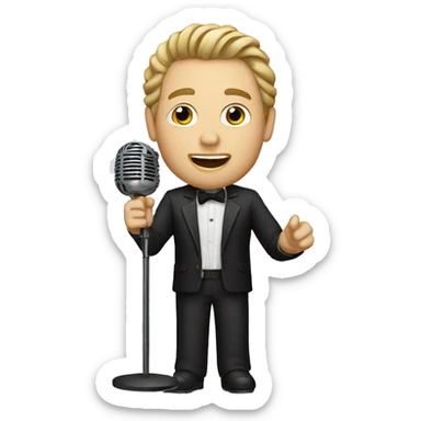 white man singer with microphone sticker