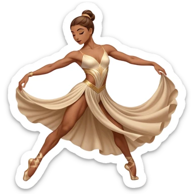 Cinematic Realistic Dance Poses, an elegant dancer mid-motion, muscles tensed with control, soft fabric of their attire flowing with movement, dramatic lighting highlighting the graceful lines, glowing with passion and poise. sticker
