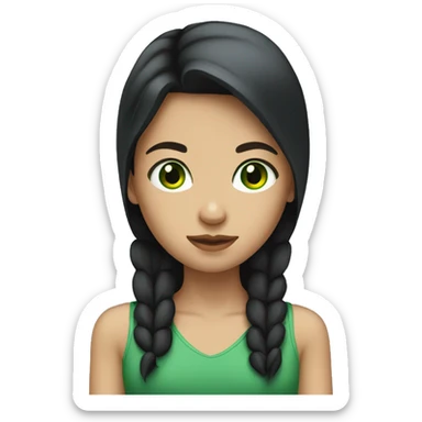 Girl with dark straight hair and green eyes sticker