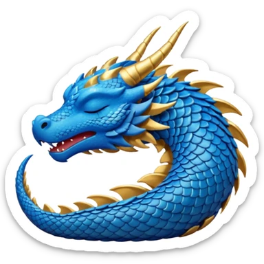 Blue dragon with gold accents sleeping with zzz sticker