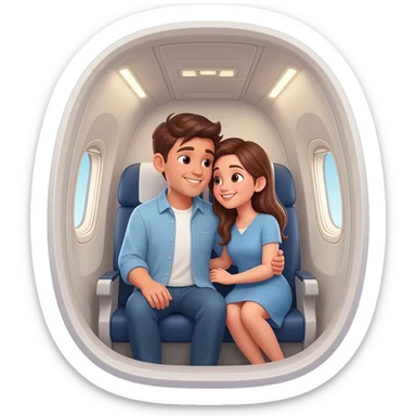 Cute brunette couple on a flight cuddling sticker