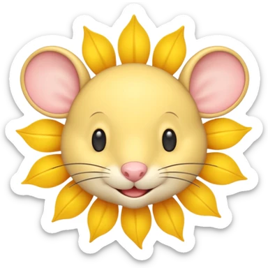 A gray mouse face inside of a sun ☀️ 🐭 sticker