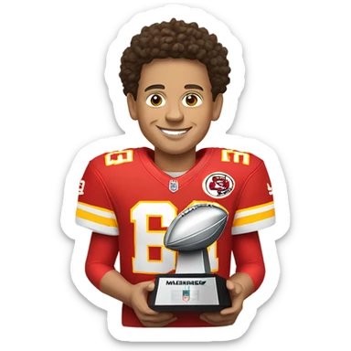 Mahomes with Super Bowl trophy sticker