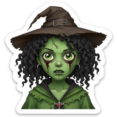 black curly hair, dark skin Zombie Witches sticker