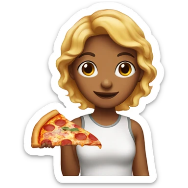 Girl with pizza sticker