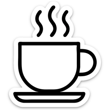 cup of coffee, simple icon style, clean lines, minimal details, suitable for app icon sticker
