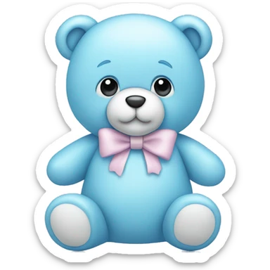 pastel blue teddy bear with bow sticker