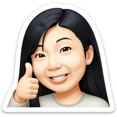 Asian girl with long hair giving thumbs up sticker