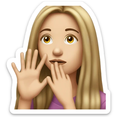 long hair thinking girl with hand on her face  sticker