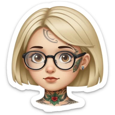 young girl with face tattoos wearing glasses sticker