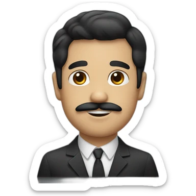 little guy with black hair and a mustache sticker