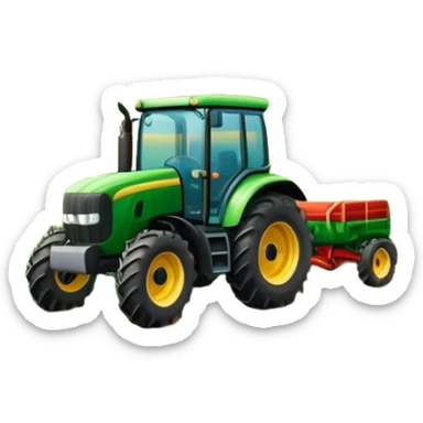 vibrant rural landscape with a tractor plowing fields, inspired by Farming Simulator 22. The design includes lush green fields, a barn, and a scenic countryside with trees and mountains in the distance. Transparent background sticker
