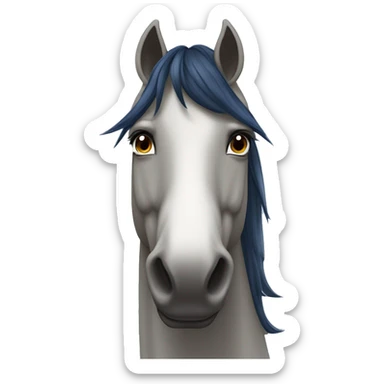 Pferd (Schimmel) mit leicht grauen Flecken mit dunkelblauem Halfter sticker