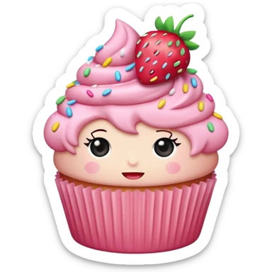 kawaii strawberry cupcake sticker