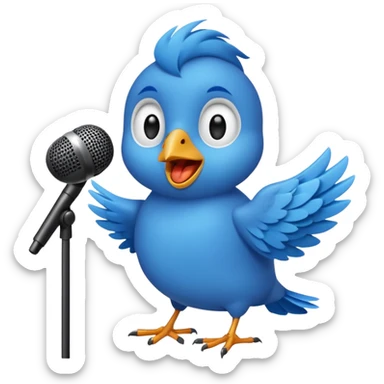 A blue Twitter bird happily singing Beautiful music sticker