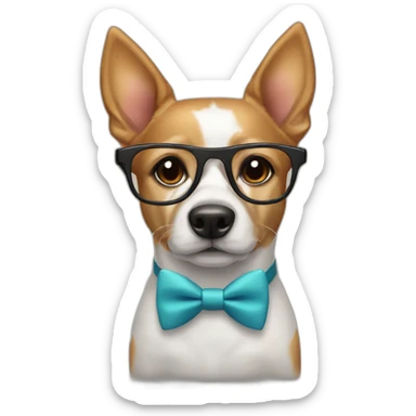 Dog with suit glasses and a bow tie sticker