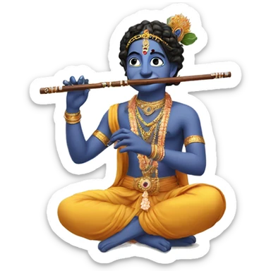 Three Krishna with his flute  sticker