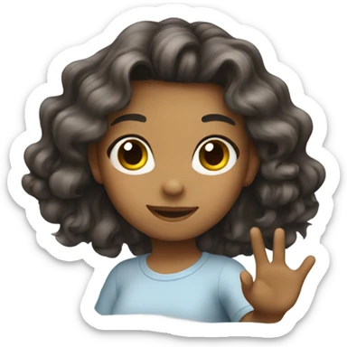 Cute girl wave sticker
