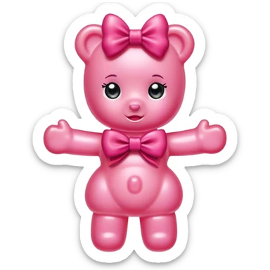 pink girl gummy bear with bow sticker