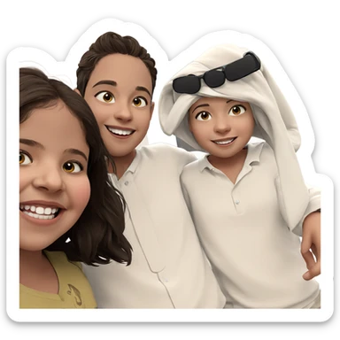 smiling girl with boys sticker