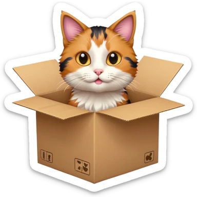 cat jumping inside into a box. the cat faces the box sticker