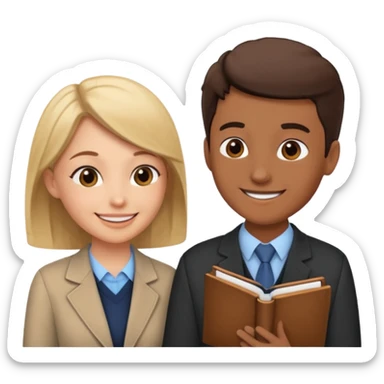 A teacher and a student having a conversation facing each other. sticker