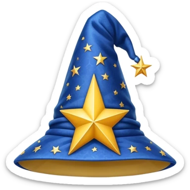 blue wizard hat with star-yellow pattern sticker