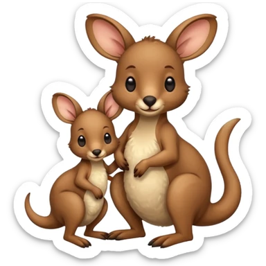 Kangaroo with joey in pouch and bow sticker