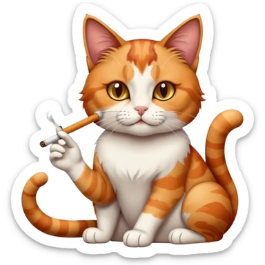 calico cat smoking a cigarette  sticker