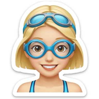 Girl with swim goggles sticker