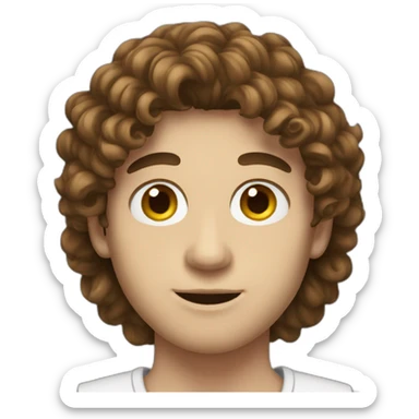 Young men type italian, White skin, with long curly brown hair sticker