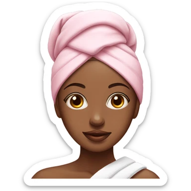 spa girl with a towel on her head and pink face cream on her cheeks sticker