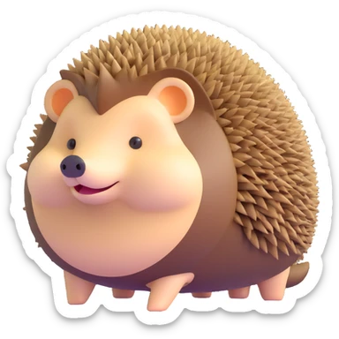 small cute hedgehog with round body, brown spines, pointed nose and tiny legs sticker
