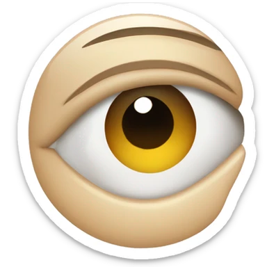 eyes looking left and biting pointer finger sticker