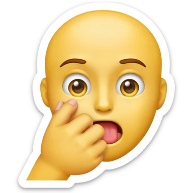 classic yellow face emoji biting a finger with shy expression sticker
