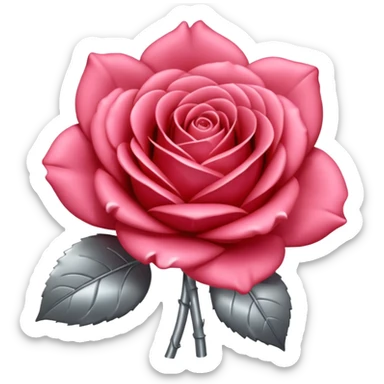 gray metal chrome rose, without green leaves, just flower sticker