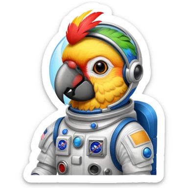 parrot with astronaut suit sticker