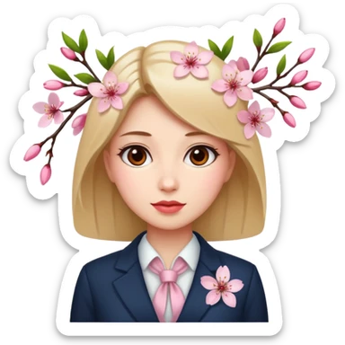 business woman with cherry blossom sticker