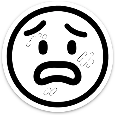 Edit the face to have abrasions and redness, painful expression, black thick outlines, red face, consistent with the reference style. sticker