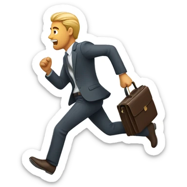 man running with briefcase sticker