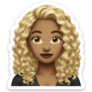 latina baddie darker with blond hair curly sticker