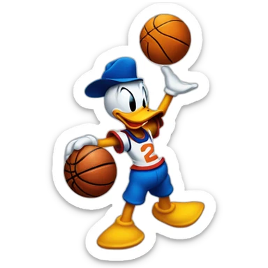 donald duck with a basketball sticker