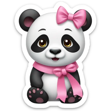 panda with pink bow  sticker