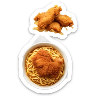 Buldak noodles and fried chicken sticker