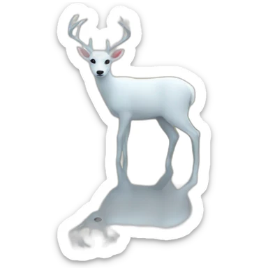 white deer reflected in the spring sticker